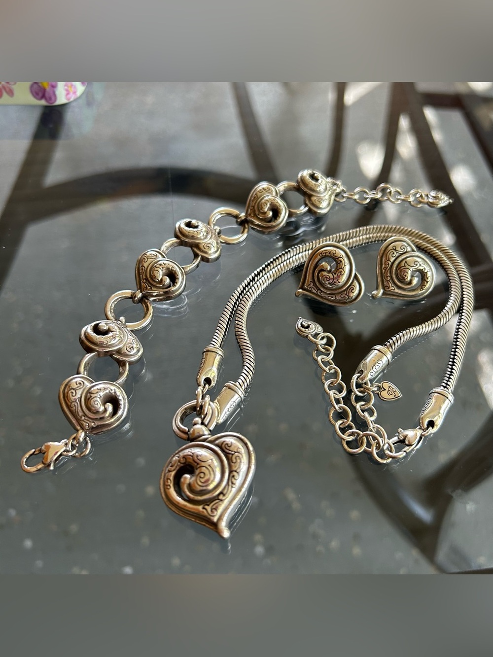 Brighton Penelope Swirled Puffy Heart Jewelry Set